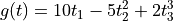 g(t) = 10t_1-5t_2^2+2t_3^3